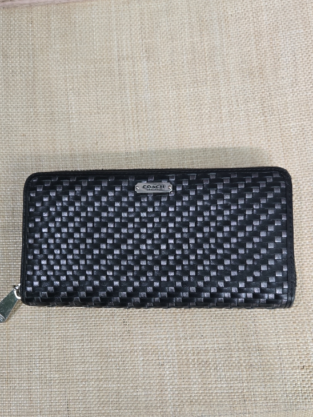 Coach Black Woven Zip-Around Wallet - Picture 9 of 9